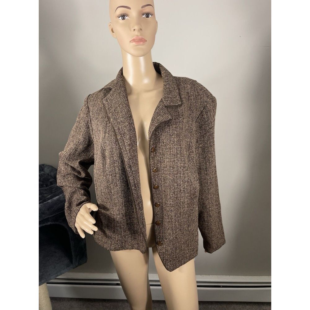 Positive Attitude Women's Brown Tweed Marled Jacket Size 18 B-R